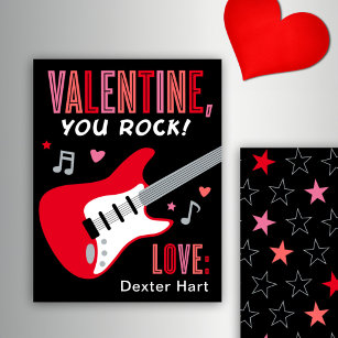 Valentine You Rock Red Guitar Kinder Valentinstag Mitteilungskarte