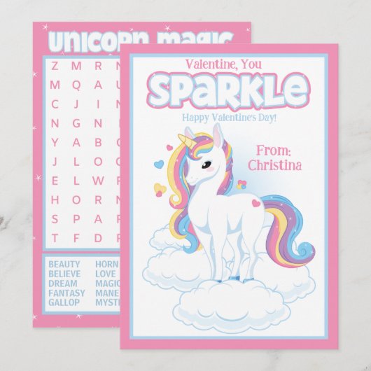 Valentine You Sparkle Parco Tassino Einladung (Vorne/Hinten)