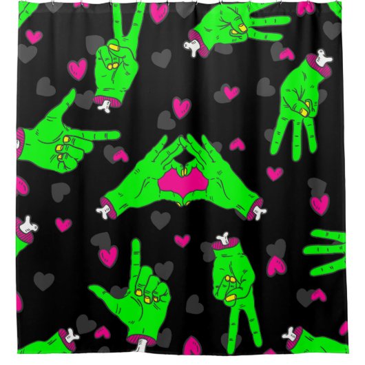 Valentine Zombie Liebe Herzhand halloween Duschvorhang (Vorderseite)