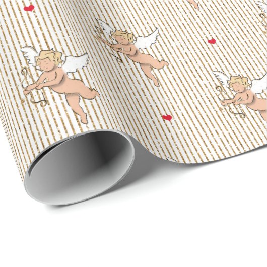 Valentinengel in weiß und gold_winzig geschenkpapier (Rolleneckpunkt)