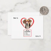 Valentinenkarte für englische Foxhound Mitteilungskarte (Vorderseite/Rückseite Beispiel)