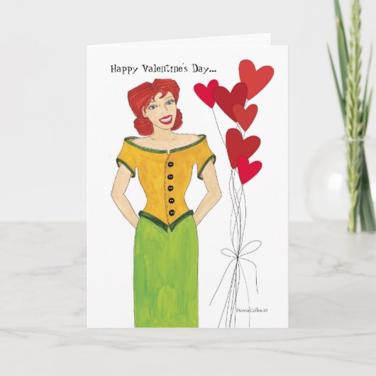 Valentinenkarte für Mädchen mit Herzballons Feiertagskarte (Vorderseite)