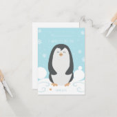 Valentinenkarte für Pinguine und Schnee Karte (Vorderseite/Rückseite Beispiel)