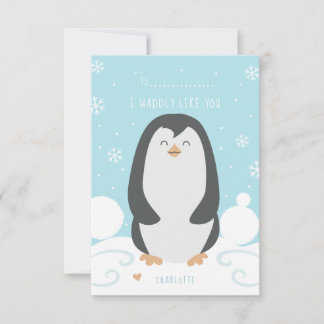 Valentinenkarte für Pinguine und Schnee Karte