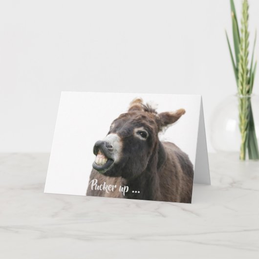 Valentinenkarte mit puckerndem Donkey Feiertagskarte (Vorderseite)