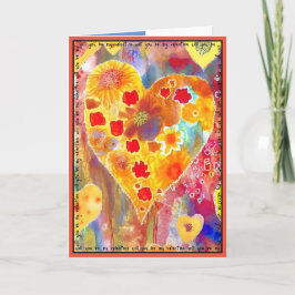 Valentinenkarte mit Rosa, Rot, Gelb, Blues Karte