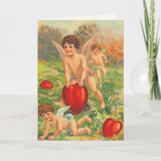 Valentinenkarte Retro Cherub Feiertagskarte (Vorderseite)