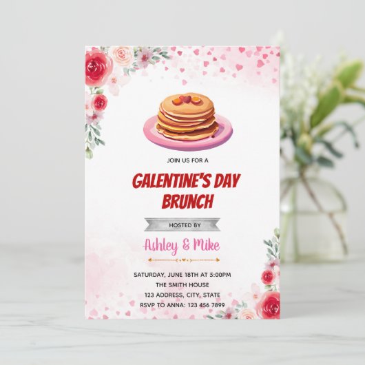 Valentiner Brunch-Einladung Einladung (Stehend Vorderseite)