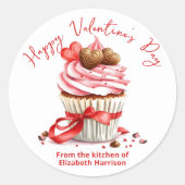 Valentiner Cupcake mit Schokoladenherzen Runder Aufkleber (Vorderseite)