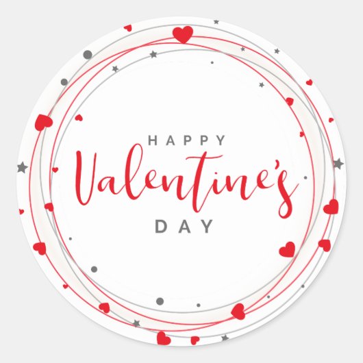 Valentiner Herzkranz Runder Aufkleber (Vorderseite)