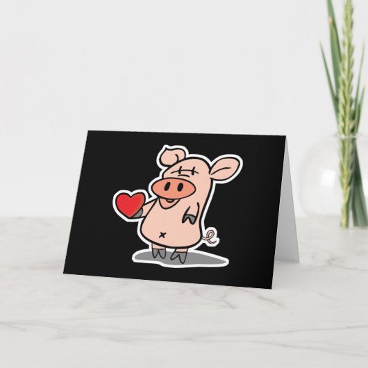 Valentiner Herzschweinchen Feiertagskarte (Vorderseite)