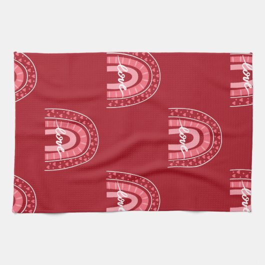 Valentiner Hintergrund mit Herz-Liebe Geschirrtuch (Horizontal)