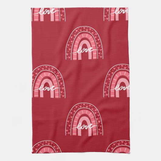 Valentiner Hintergrund mit Herz-Liebe Geschirrtuch (Vertikal)