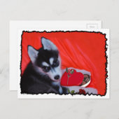 Valentiner Husky-Hund Feiertagspostkarte (Vorne/Hinten)