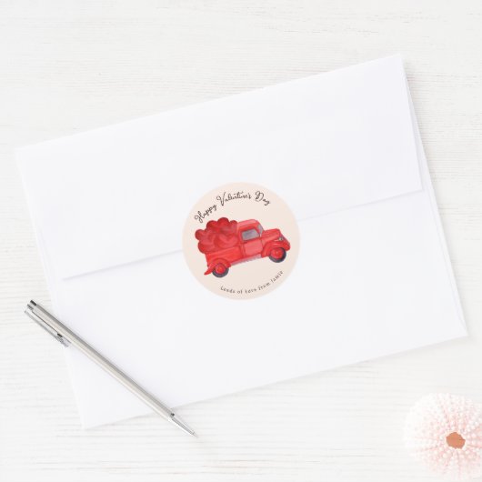 Valentiner Lastwagen für die Lieferung von Rotem H Runder Aufkleber (Umschlag)