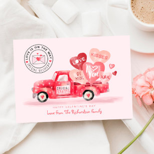 Valentiner Spezialversand Red Watercolor Truck Feiertagskarte