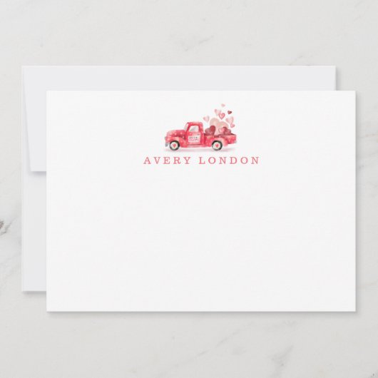 Valentiner Spezialversand Red Watercolor Truck Mitteilungskarte (Vorderseite)