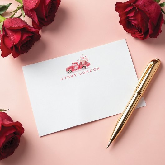 Valentiner Spezialversand Red Watercolor Truck Mitteilungskarte