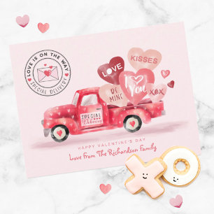 Valentiner Spezialversand Red Watercolor Truck Postkarte