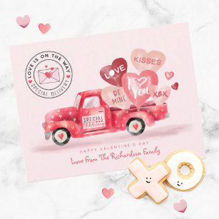 Valentiner Spezialversand Red Watercolor Truck Postkarte