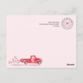Valentiner Spezialversand Red Watercolor Truck Postkarte (Rückseite)
