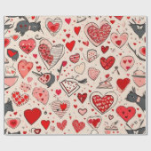 Valentiner Tagesherzen Wrapping Paper Geschenkpapier (Flach)