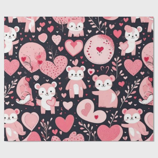 Valentiner Tagesherzen Wrapping Paper Geschenkpapier (Flach)