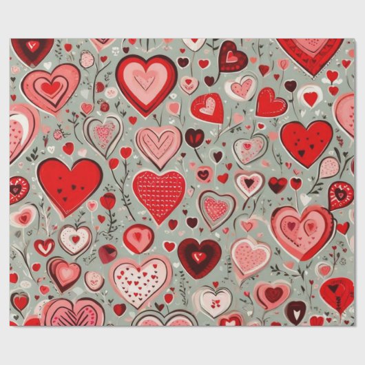 Valentiner Tagesherzen Wrapping Paper Geschenkpapier (Flach)