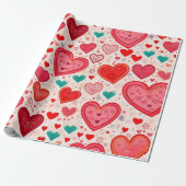 Valentiner Tagesherzen Wrapping Paper Geschenkpapier (Ungerollt)