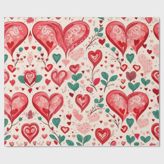 Valentiner Tagesherzen Wrapping Paper Geschenkpapier (Flach)