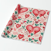Valentiner Tagesherzen Wrapping Paper Geschenkpapier (Ungerollt)