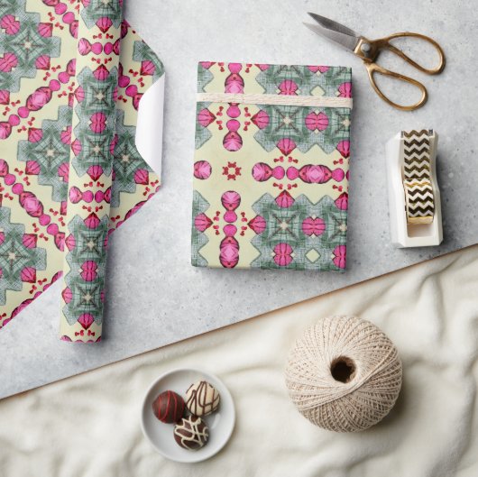 Valentinerrot-herzen romananz abstraktes muster 3 geschenkpapier (Kunsthandwerk)