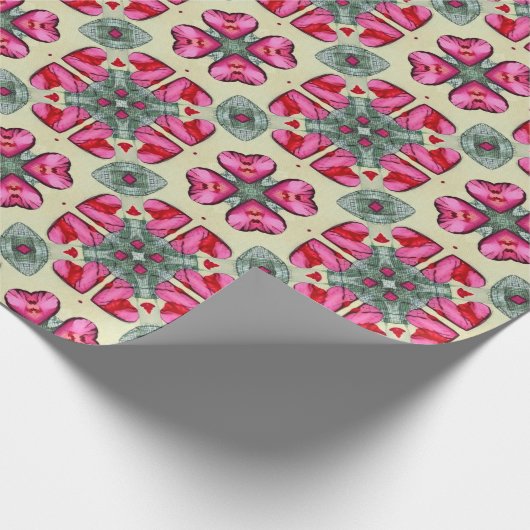 Valentinerrot-herzen romantisieren abstraktes Must Geschenkpapier (Ecke)