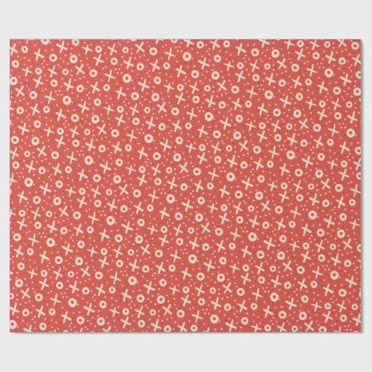 Valentines 0X0X Kisses Red Pattern Geschenkpapier (Flach)