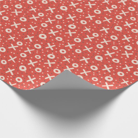 Valentines 0X0X Kisses Red Pattern Geschenkpapier (Ecke)