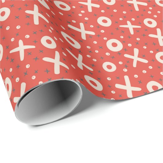 Valentines 0X0X Kisses Red Pattern Geschenkpapier (Rolleneckpunkt)