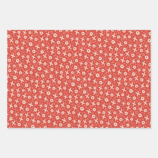 Valentines 0X0X Kisses Red Pattern Geschenkpapier Set (Vorderseite 3)