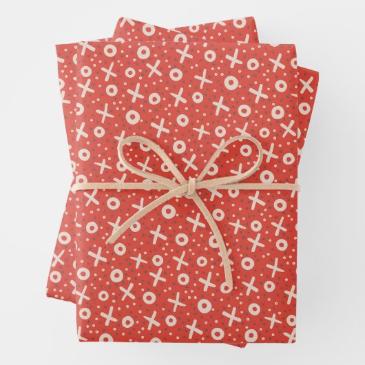 Valentines 0X0X Kisses Red Pattern Geschenkpapier Set (Beispiel)