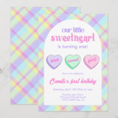 Valentine's 1st Girl Birthday Party Einladung (Vorne/Hinten)