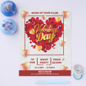 Valentines 3D Golden & Red Hearts Square Party Flyer (Einzeln)