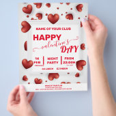 Valentines 3D Red Hearts Party Flyer (Hand)
