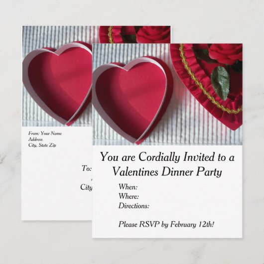 Valentines Abendessen Party Einladung (Vorne/Hinten)