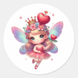 Valentines Adorable Fairy Runder Aufkleber