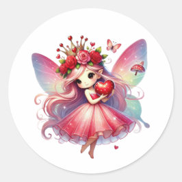 Valentines Adorable Fairy Runder Aufkleber