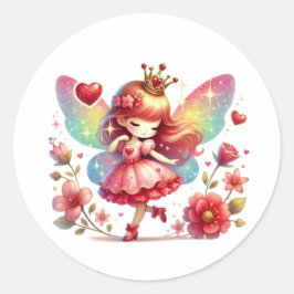 Valentines Adorable Fairy Runder Aufkleber