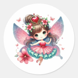 Valentines Adorable Fairy Runder Aufkleber