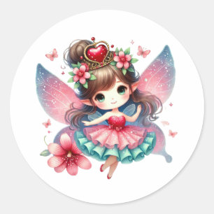 Valentines Adorable Fairy Runder Aufkleber