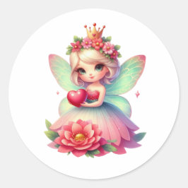 Valentines Adorable Fairy Runder Aufkleber