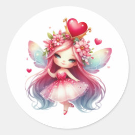 Valentines Adorable Fairy Runder Aufkleber