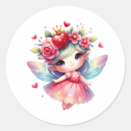 Valentines Adorable Fairy Runder Aufkleber